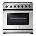 Thor Kitchen - 36 in. Wide 6 Burner 6.0 Cu.Ft Freestanding Gas Convection Range with Storage Drawer- Liquid Propane - Stainless Steel