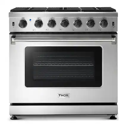 Front. Thor Kitchen - 6.0 Cu.Ft Freestanding Gas Convection Range with Storage Drawer- Liquid Propane - Stainless Steel.