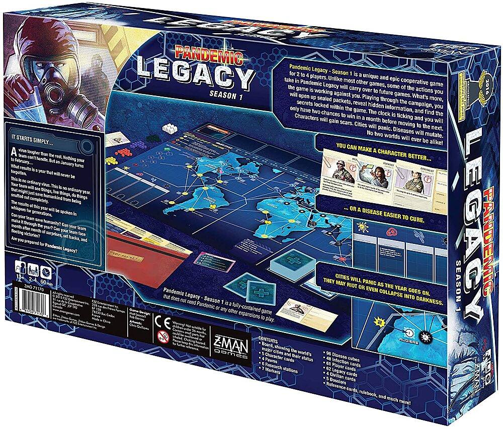Left. Z-MAN Games - PANDEMIC: LEGACY SEASON 1 (BLUE EDITION) - Blue.