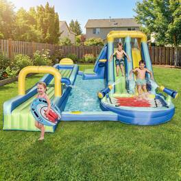 Winado - Shark Theme Inflatable Water Slide with Extra-Long Slide, 19.3x15x7 Ft Kids Bounce House w/Inflatable Surfboard