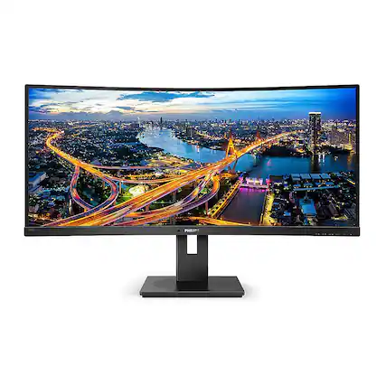 Front. Philips - B-Line 346B1C 34" LCD Curved UltraWide Adaptive Sync WLED LCD Monitor (DisplayPort, USB, HDMI) - Textured Black.
