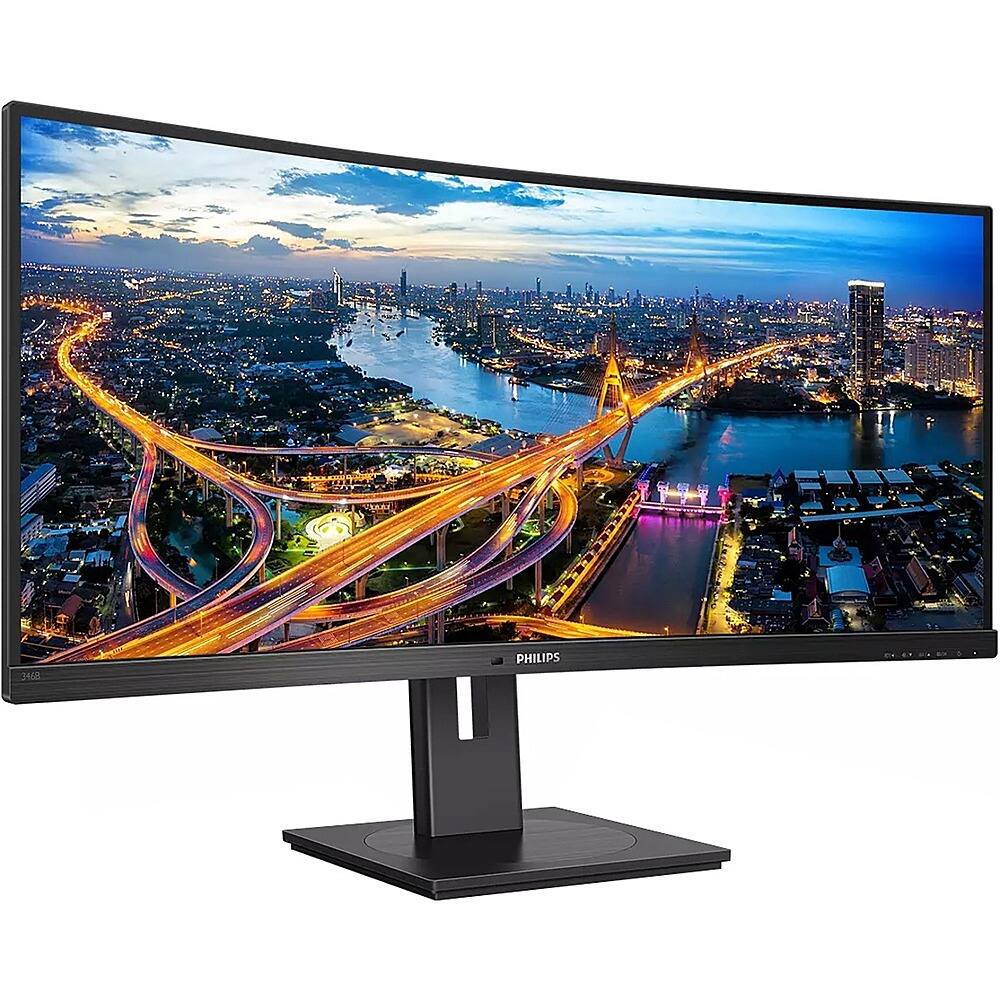 Angle. Philips - B-Line 346B1C 34" LCD Curved UltraWide Adaptive Sync WLED LCD Monitor (DisplayPort, USB, HDMI) - Textured Black.