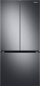 Samsung - 17.5 cu. ft. 3-Door French Door Counter Depth Refrigerator with WiFi and Twin Cooling Plus® - Fingerprint Resistant Black Stainless Steel - Front_Standard