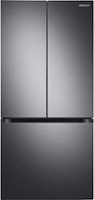 Samsung - 17.5 cu. ft. 3-Door French Door Counter Depth Smart Refrigerator with Twin Cooling Plus - Black Stainless Steel - Front_Zoom