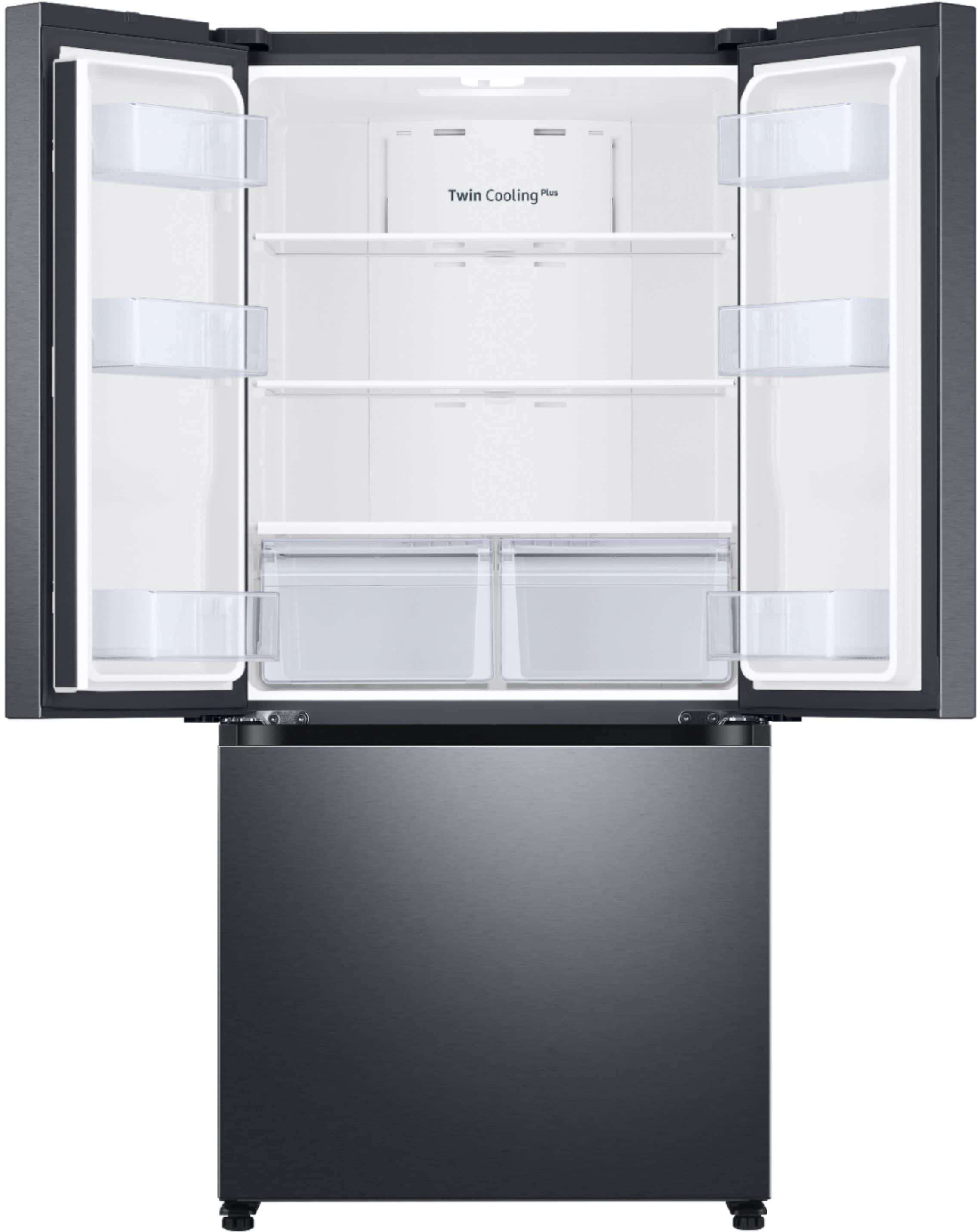 Alt View 13. Samsung - 17.5 cu. ft. 3-Door French Door Counter Depth Smart Refrigerator with Twin Cooling Plus - Black Stainless Steel.