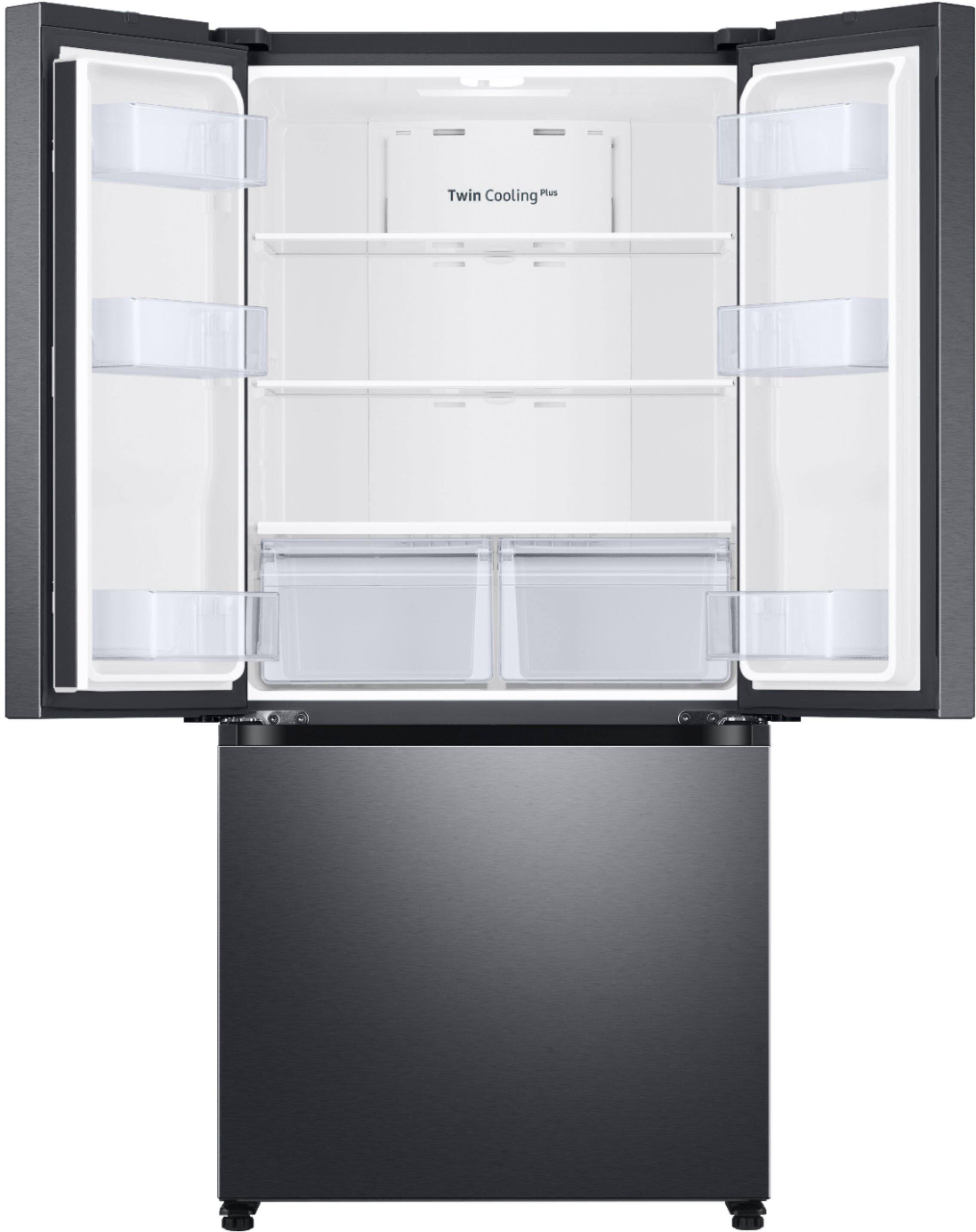 Alt View 13. Samsung - 17.5 cu. ft. 3-Door French Door Counter Depth Smart Refrigerator with Twin Cooling Plus - Black Stainless Steel.