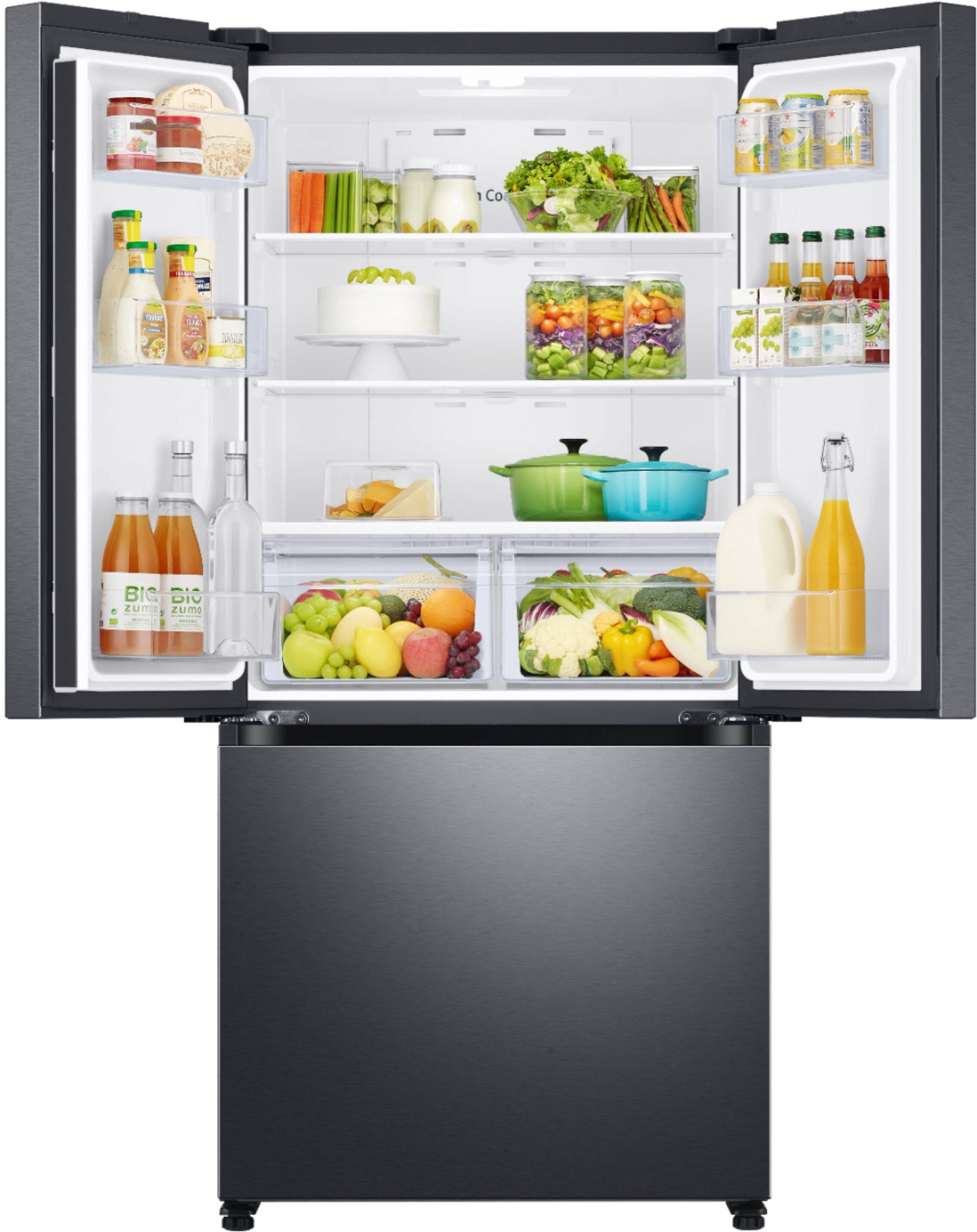 Alt View 14. Samsung - 17.5 cu. ft. 3-Door French Door Counter Depth Smart Refrigerator with Twin Cooling Plus - Black Stainless Steel.