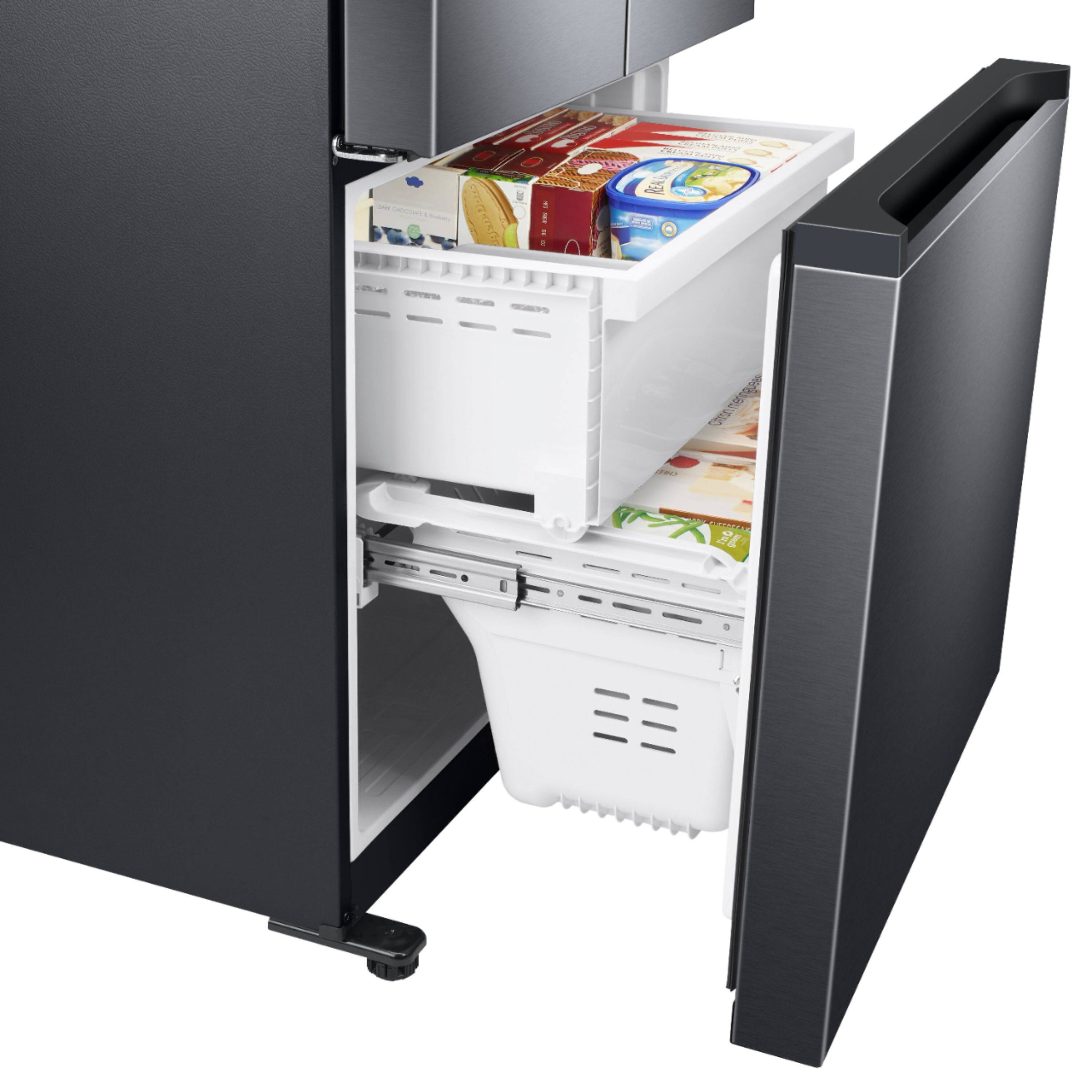 Alt View 22. Samsung - 17.5 cu. ft. 3-Door French Door Counter Depth Smart Refrigerator with Twin Cooling Plus - Black Stainless Steel.