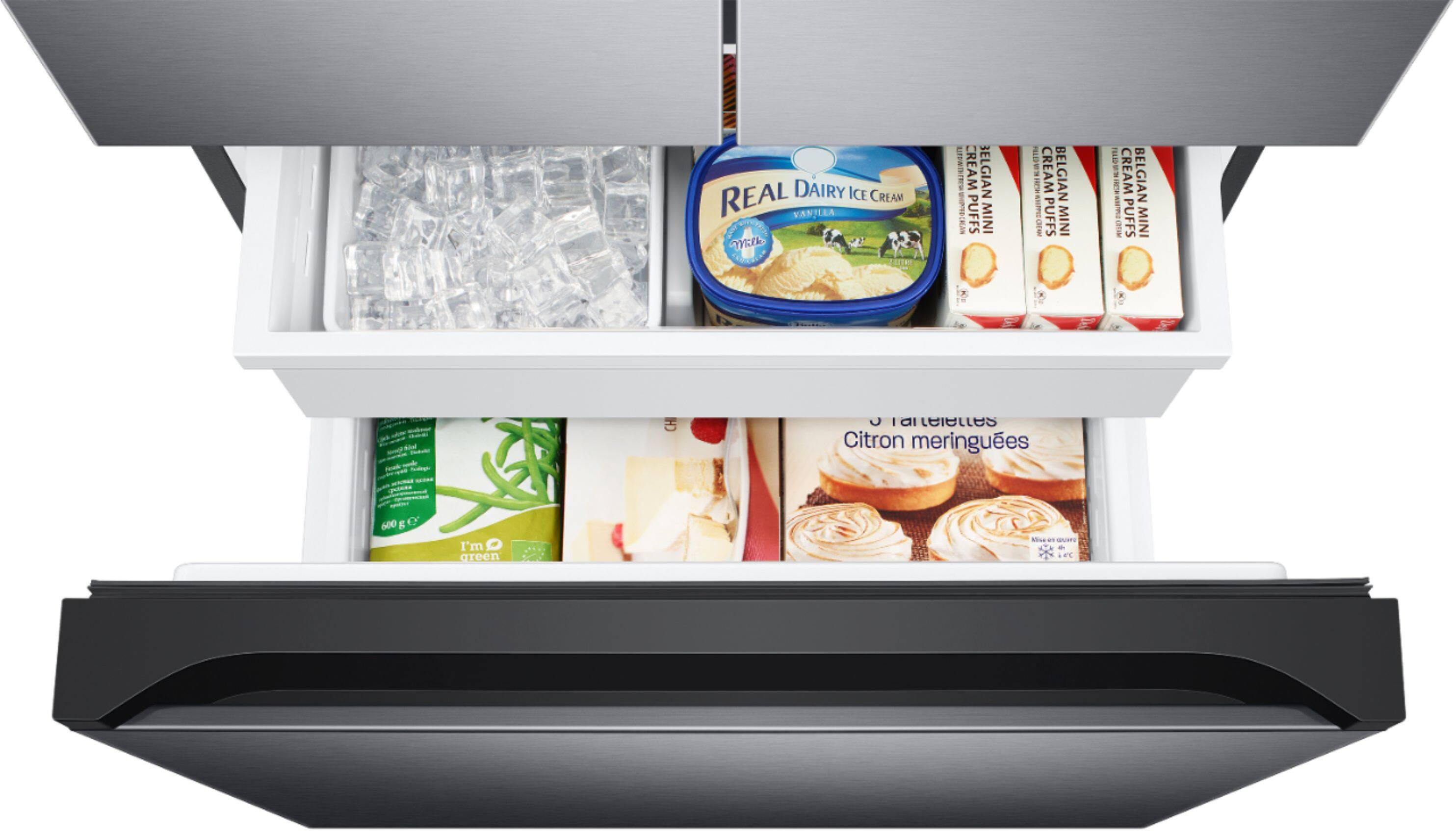 Alt View 23. Samsung - 17.5 cu. ft. 3-Door French Door Counter Depth Smart Refrigerator with Twin Cooling Plus - Black Stainless Steel.