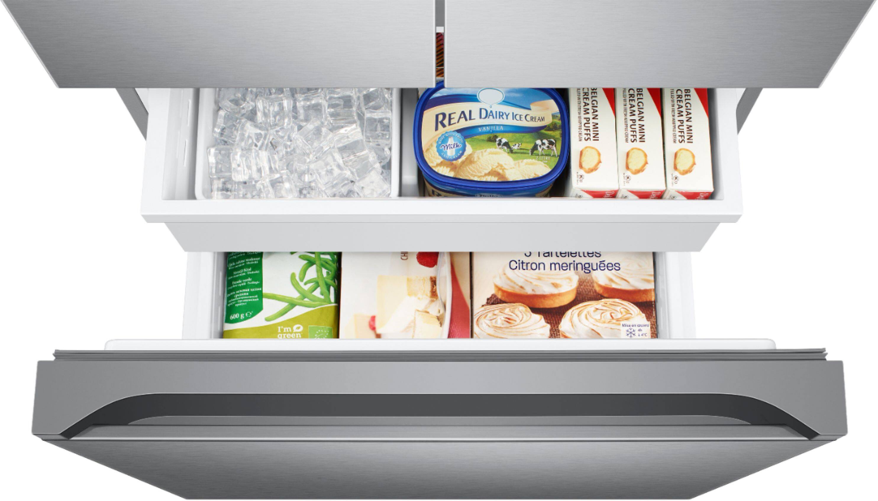 Alt View 23. Samsung - 17.5 cu. ft. 3-Door French Door Counter Depth Smart Refrigerator with Twin Cooling Plus - Stainless Steel.