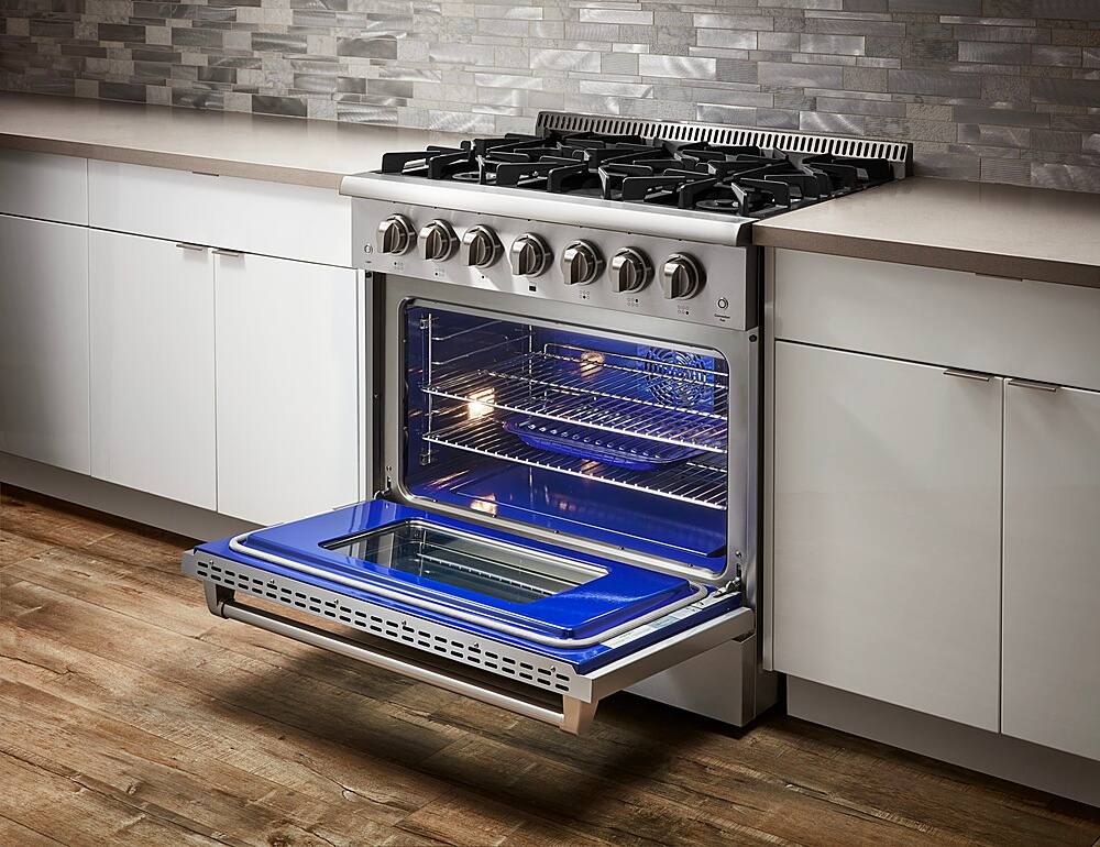 Alt View 11. Thor Kitchen - 5.2 cu. ft. Freestanding Gas Convection Range - Stainless Steel.