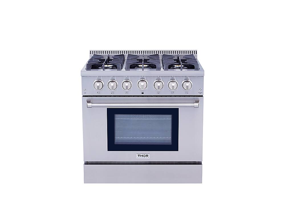 Alt View 15. Thor Kitchen - 5.2 cu. ft. Freestanding Gas Convection Range - Stainless Steel.
