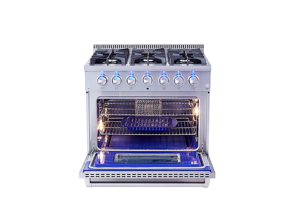 Alt View 21. Thor Kitchen - 5.2 cu. ft. Freestanding Gas Convection Range - Stainless Steel.