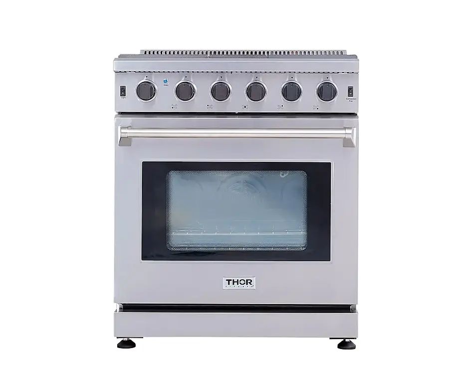 Alt View 16. Thor Kitchen - 4.55 cu. ft. Freestanding Gas Convection Range with Storage Drawer - Natural Gas - Stainless Steel.