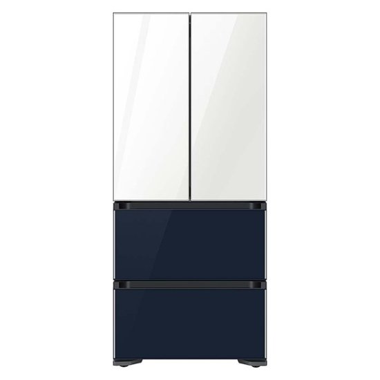 Front Zoom. Samsung - 17.3 Cu. Ft.  Kimchi & Specialty 4-Door French Door Refrigerator with WiFi and Super Precise Cooling - White-Navy Glass.