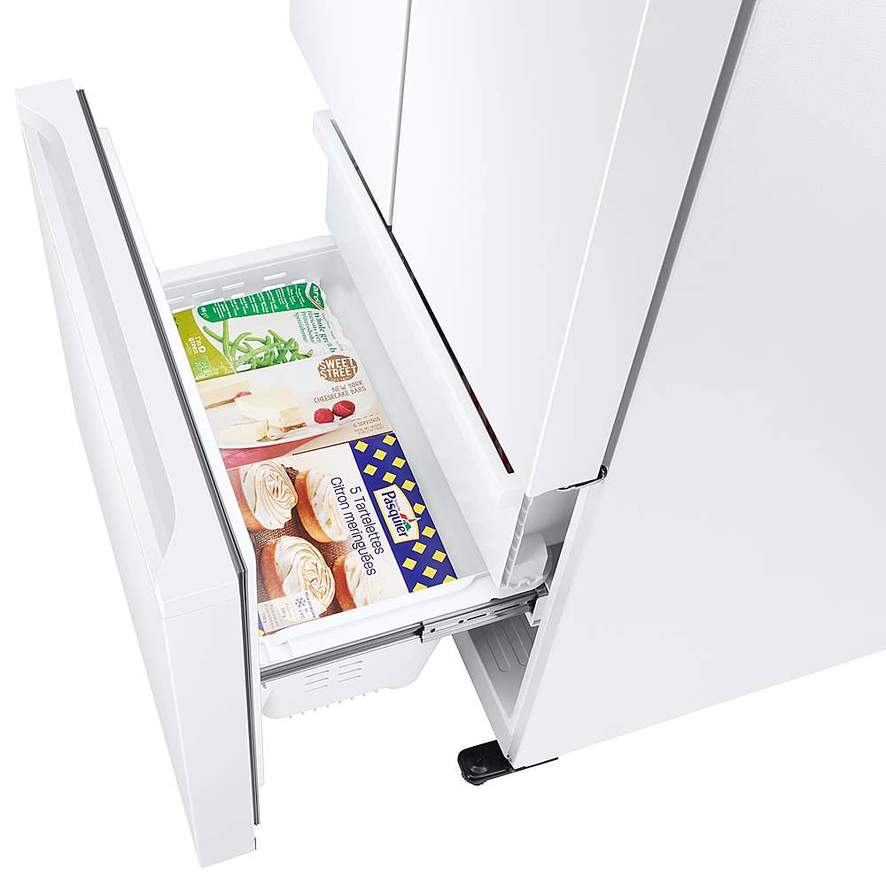 Alt View 17. Samsung - 17.5 cu. ft. 3-Door French Door Counter Depth Smart Refrigerator with Twin Cooling Plus - White.
