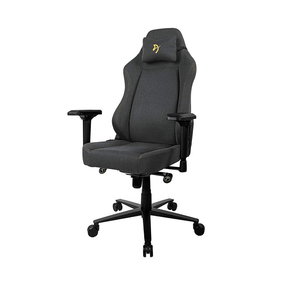 Alt View 15. Arozzi - Primo Premium Woven Fabric Gaming/Office Chair - Dark Grey with Gold Accents.