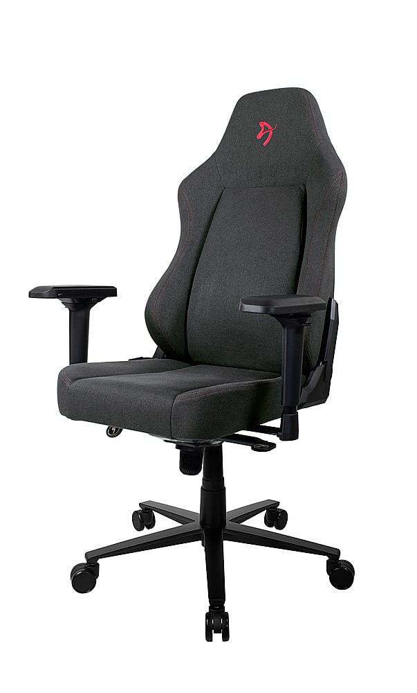 Alt View 12. Arozzi - Primo Premium Woven Fabric Gaming/Office Chair - Dark Grey with Red Accents.