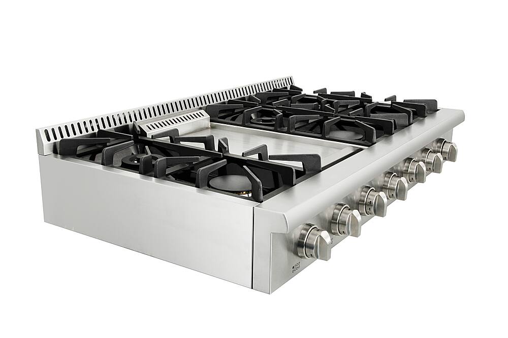 Angle View: Thor Kitchen - 48" Built-in Gas Cooktop - Stainless steel