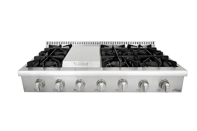 Front. Thor Kitchen - 48" Built-in Gas Cooktop - Stainless Steel.