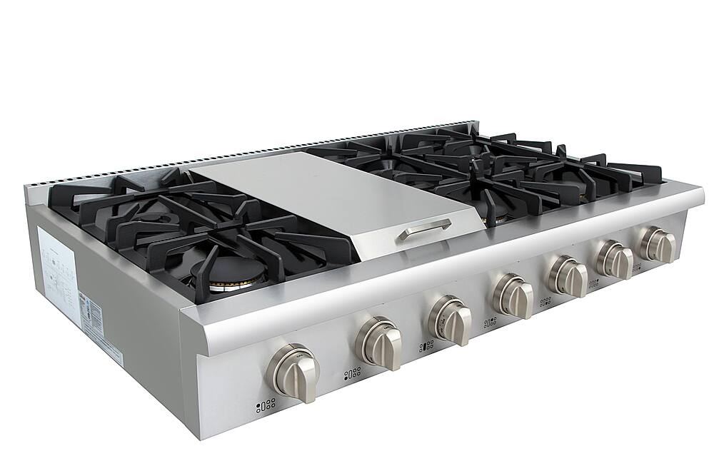Angle. Thor Kitchen - 48" Built-In Liquid Propane Rangetop - Stainless Steel.