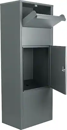 Front. Barska - Large Package Delivery Parcel Mail Steel Drop Box for Porch with Tamper-Resistant Drop Slot & Key Lock - Gray.