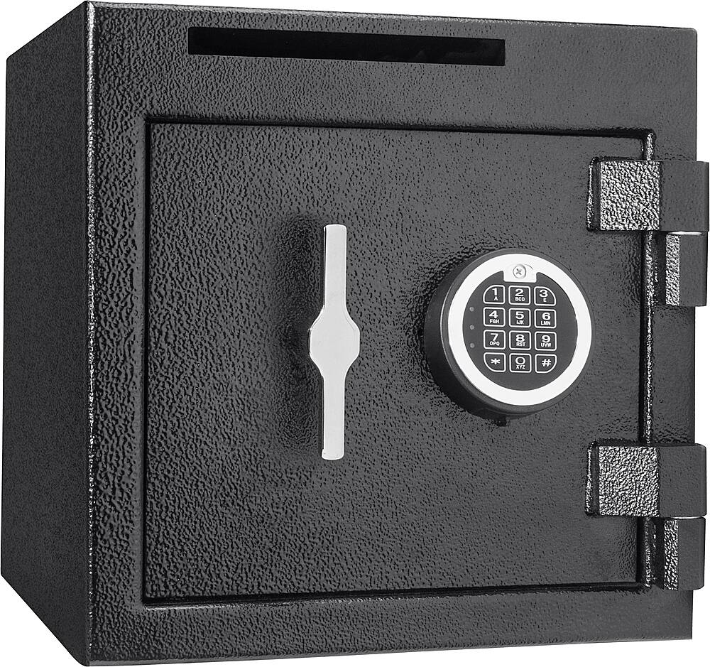 Front. Barska - 1.12 Cu Ft Slot Depository Safe-Steel Drop Safe with Anti-Fishing Slot, Digital Keypad, 3 Locking Bolts - Black.