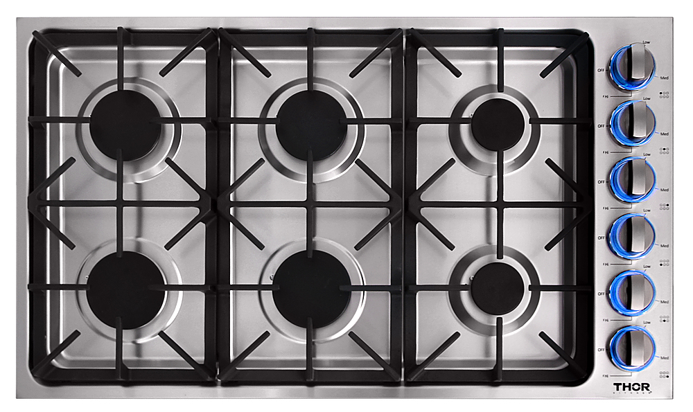 Thor Kitchen – 36 Inch Professional Drop-In Gas Cooktop with Six Burners in Stainless Steel – Stainless steel