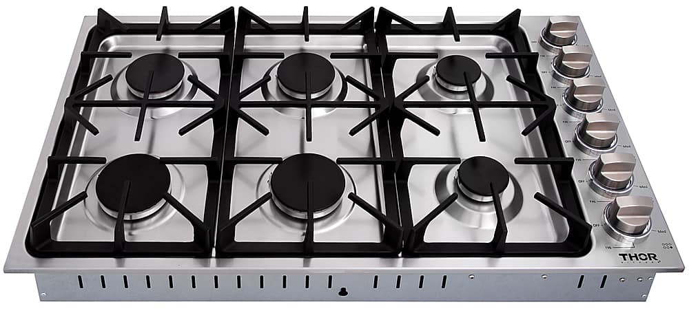 Alt View 11. Thor Kitchen - 36" Drop-In Gas Cooktop - Stainless Steel.