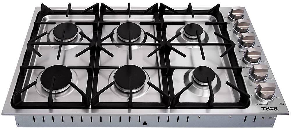 Alt View 11. Thor Kitchen - 36" Drop-In Gas Cooktop - Stainless Steel.