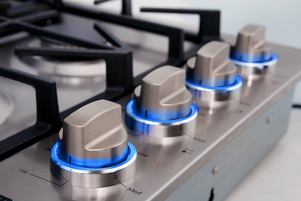 Alt View 16. Thor Kitchen - 36" Drop-In Gas Cooktop - Stainless Steel.