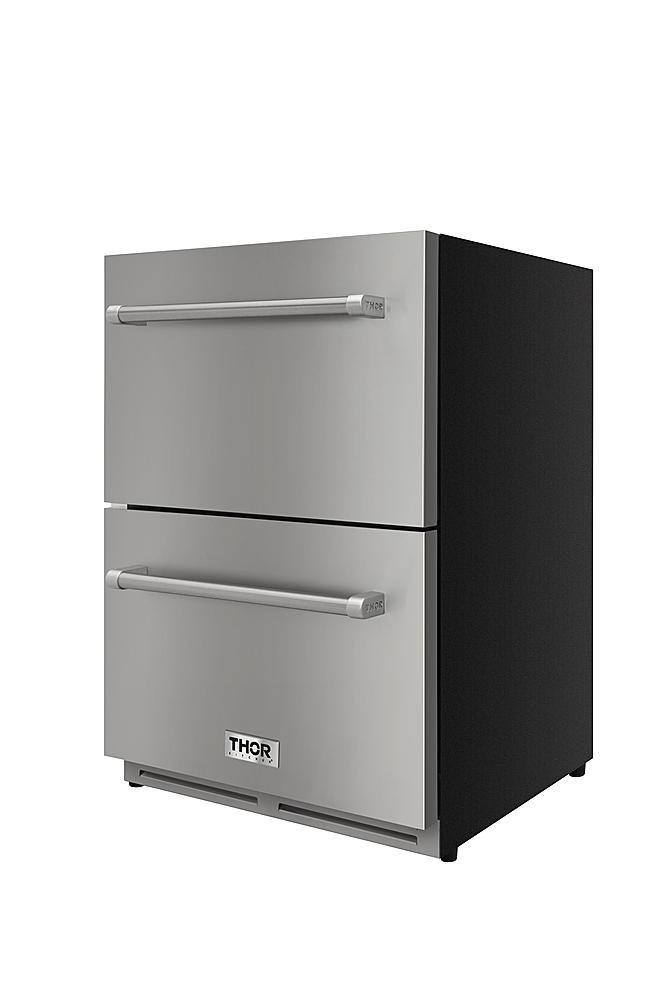 Angle View: Thor Kitchen - 24 Inch Indoor Outdoor Refrigerator Drawers - Stainless Steel