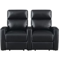 RowOne - Galaxy II:  Straight 2-Chair Leatheraire Power Recline Home Theater Seating - Black - Front_Zoom