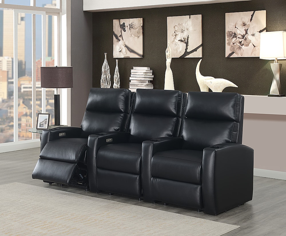 RowOne - Galaxy II: Straight -Chair Leatheraire Power Recline Home Theater Seating