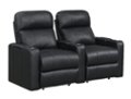 Left Zoom. RowOne - Prestige Straight 2-Chair Leather Power Recline Home Theater Seating - Black.