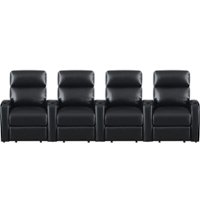 RowOne - Galaxy II:  Straight 4-Chair Leatheraire Power Recline Home Theater Seating - Black - Front_Zoom
