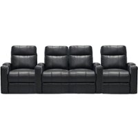 RowOne - Prestige Straight 4-Chair Row with Loveseat Leather Power Recline Home Theater Seating - Black - Front_Zoom