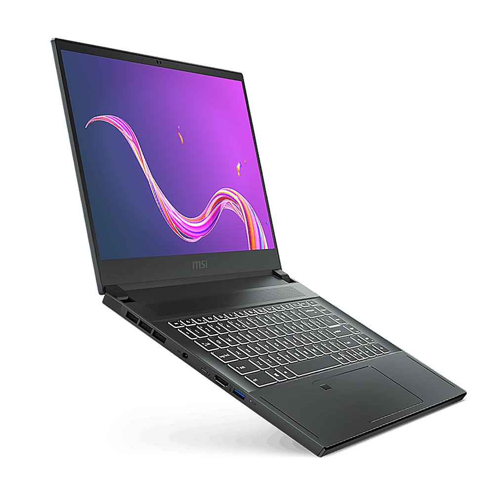 Angle View: MSI - Creator 15.6 " Touchscreen Notebook - i7-10875H 16GB  NVIDIA GeForce RTX 2060 with 6 GB 1TB SSD - Space Gray with Silver Diamond Cut