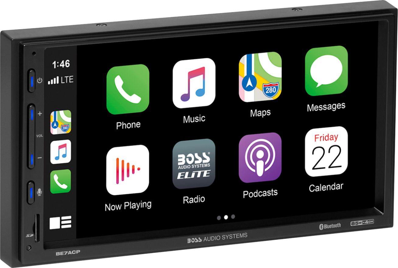 Angle View: BOSS Audio - Audio Systems Elite BE7ACP  CarPlay & Android Auto Double Din Car Radio with 7” LCD - Black