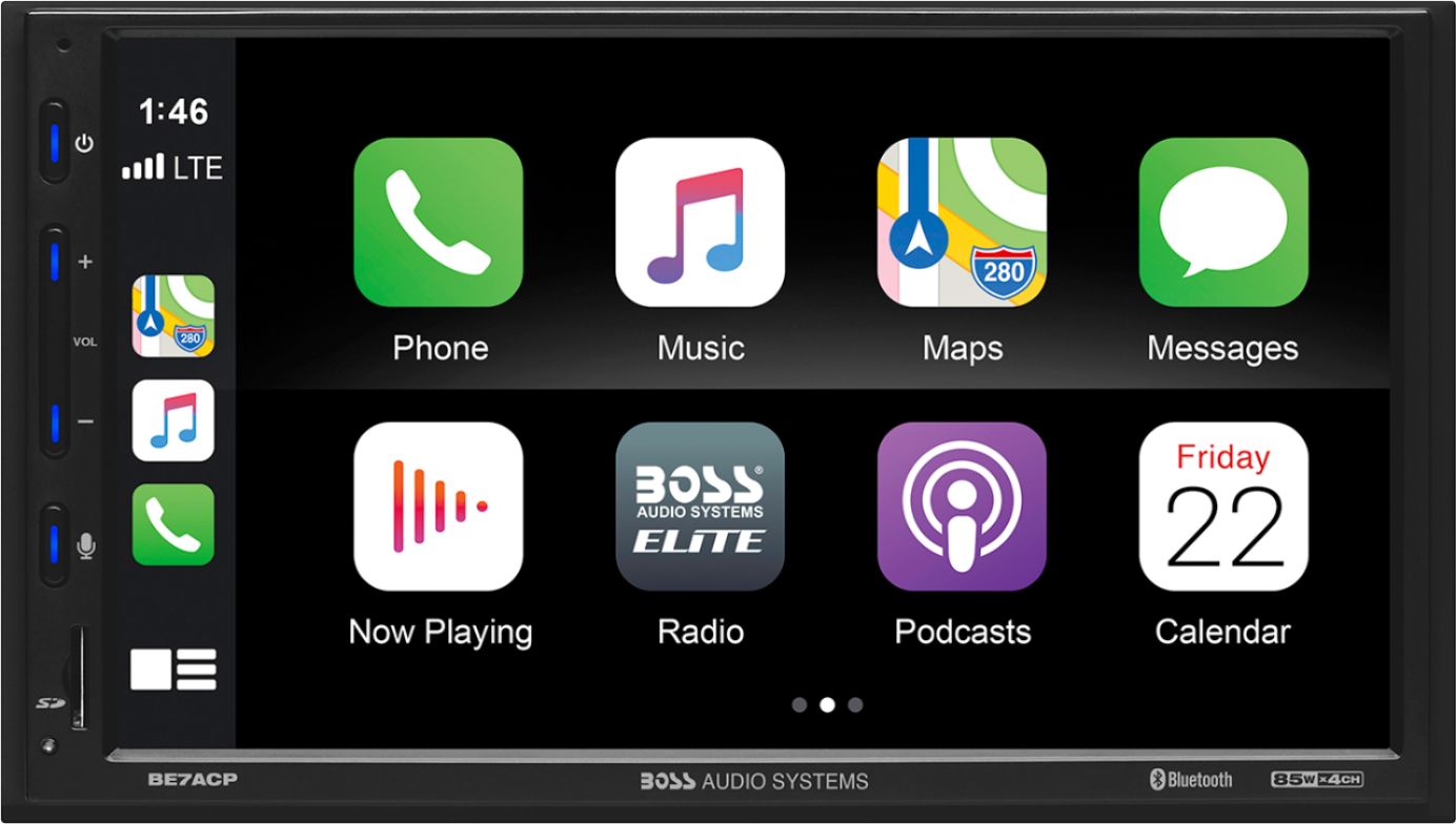 BOSS Audio Audio Systems Elite CarPlay & Android Auto Double Din Car Radio with 7” LCD Black BE7ACP - Best