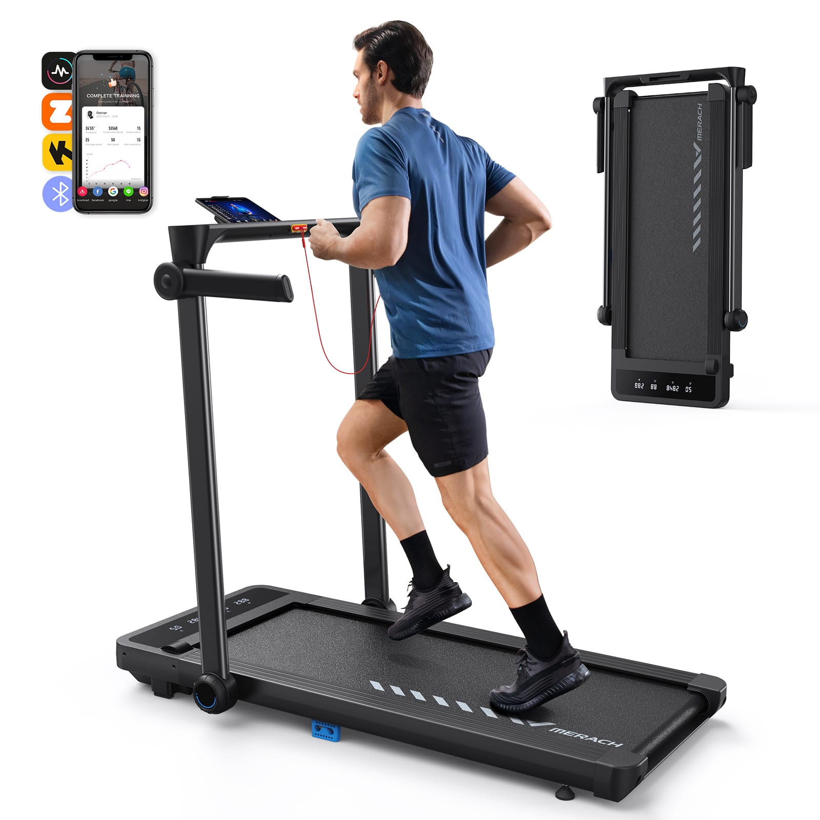 MERACH T08 Folding Home Electric Treadmill 1 12 km/h with Remote