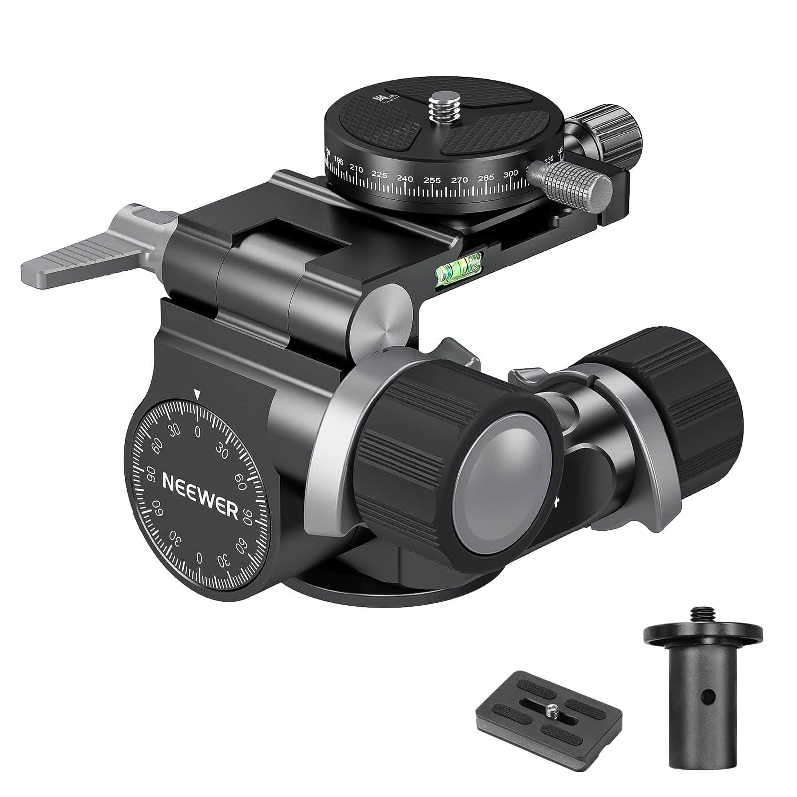 Neewer - 2-Way Geared Tripod Head, Arca QR, 13.2lb