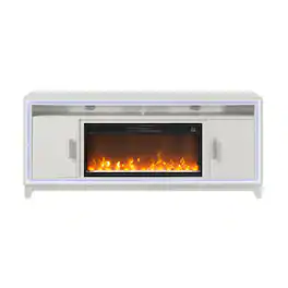 Boyel Living - 72-in Electric Fireplace Mantel with Remote Control - White