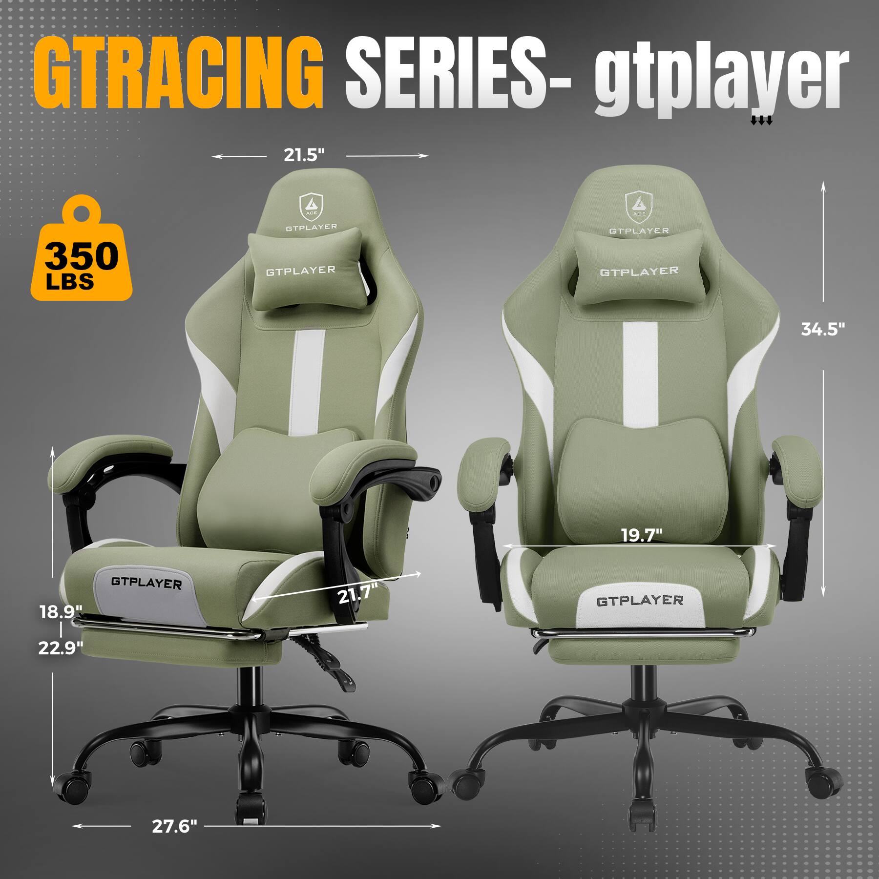 GTRACING SERIES- gtplayer:
- 21.5" add 350 LBS OTPLAYER
- 34.5" 19.7" OTPLAYER
- 18.9" 21.7" OTPLAYER
- 22.9" 27.6" OTPLAYER