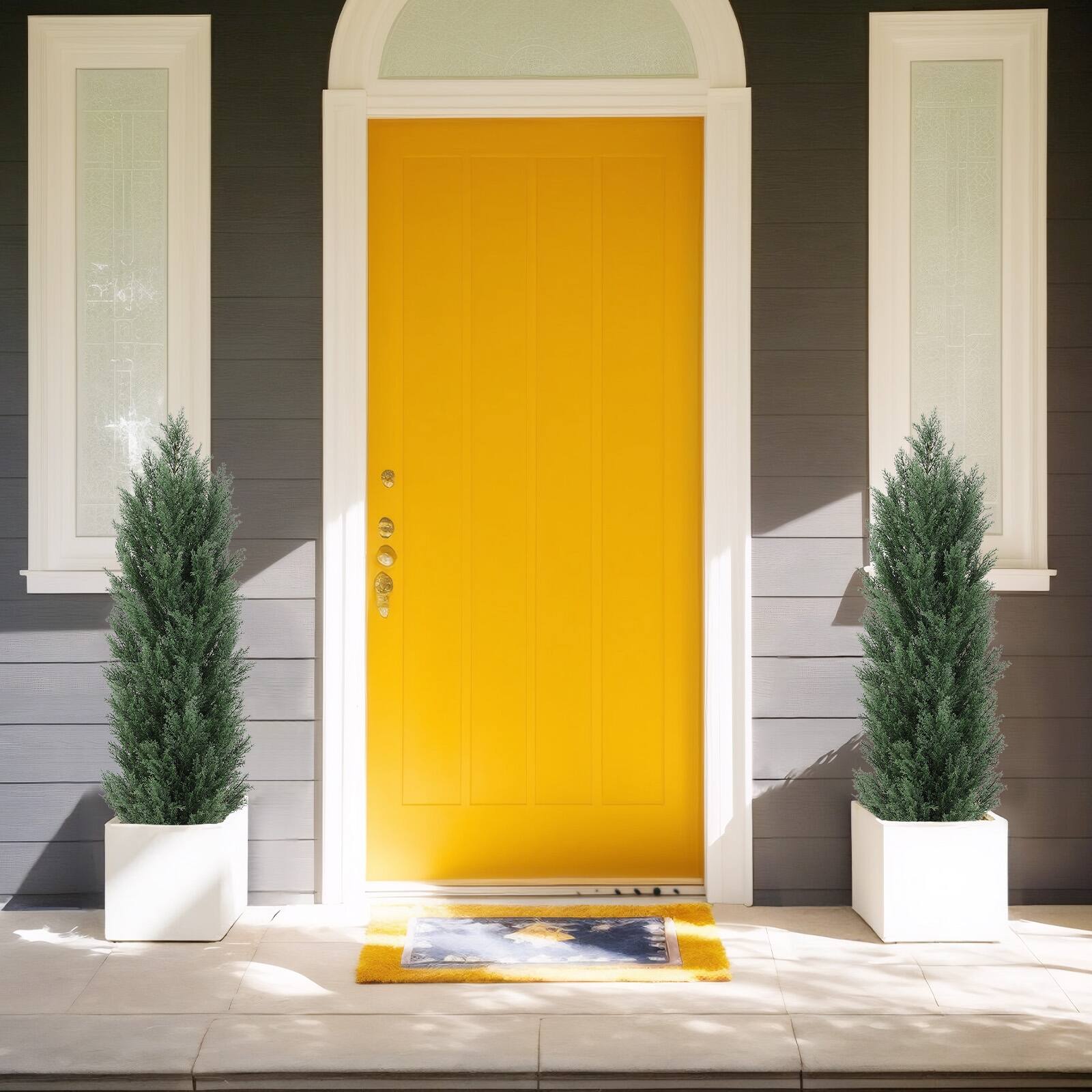 Alt View 5. Glintex - 4FT Artificial Green Pine Cypress Tree Realistic Plastic Faux Plant for Indoor and Outdoor Decoration 2pcs/set - Green.