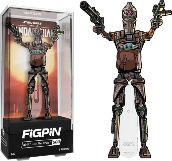 Front Zoom. CMD Collectibles - Star Wars: The Mandalorian - IG 11 with Child 3" Collector FigPin.