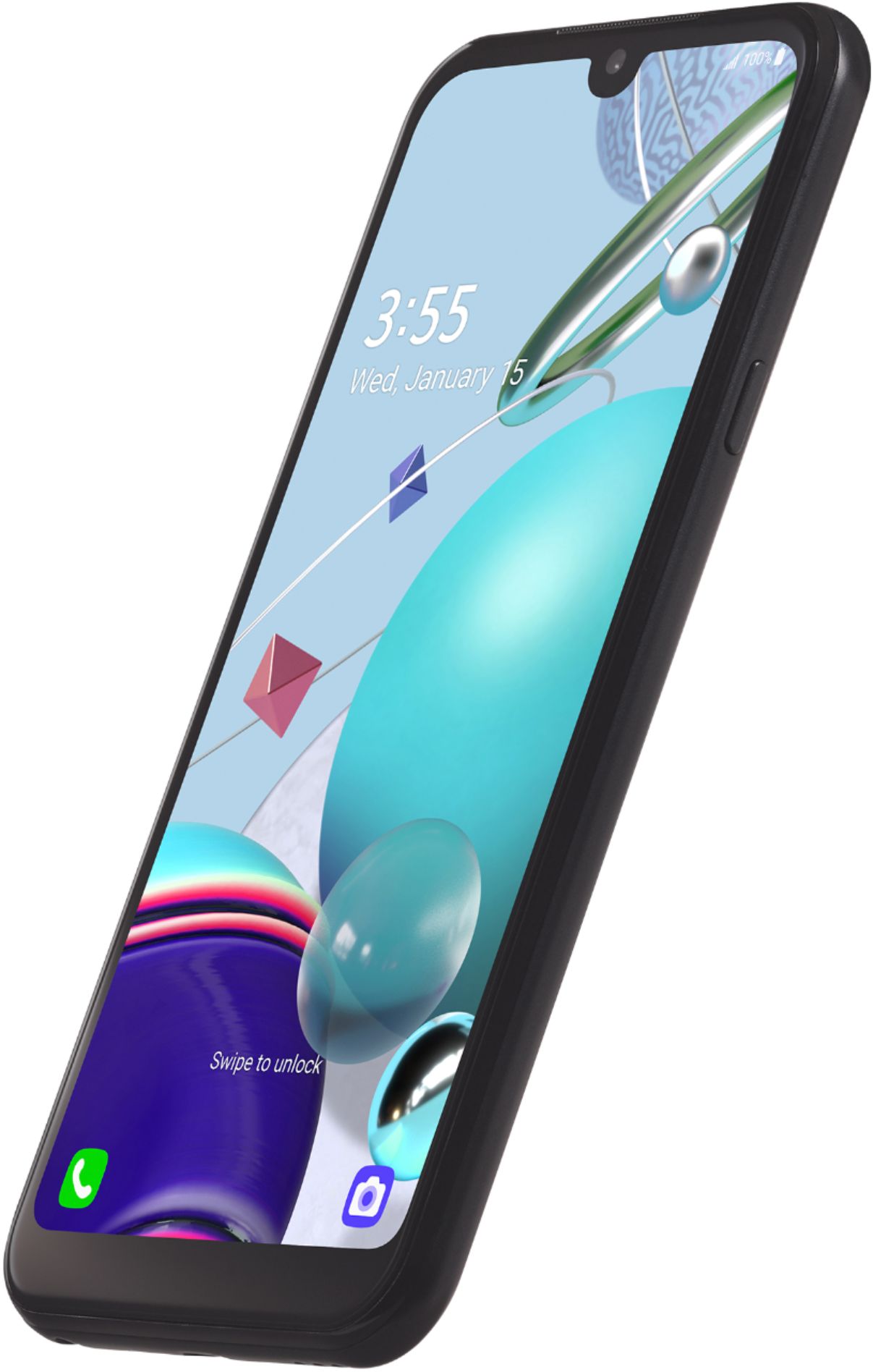 Angle View: LG K31 Rebel - 4G smartphone - RAM 2 GB / Internal Memory 32 GB - microSD slot - 5.7" - 1520 x 720 pixels - 2x rear cameras 13 MP, 5 MP - front camera 5 MP - prepaid - Total Wireless