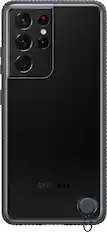 Front. Samsung - Clear Protective Cover Case for Galaxy S21 Ultra - Black.
