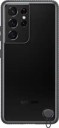 Front. Samsung - Clear Protective Cover Case for Galaxy S21 Ultra - Black.