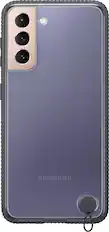 Front. Samsung - Clear Protective Cover Case for Galaxy S21 - Black.